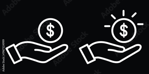 Financial investment icon set. Financial Assistance and Generosity symbol. vector illustration.
