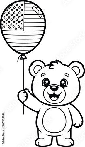 Memorial day teddy bear with american flag balloon honoring heroes remembrance