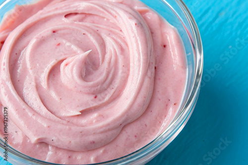 strawberry yogurt in glass jar