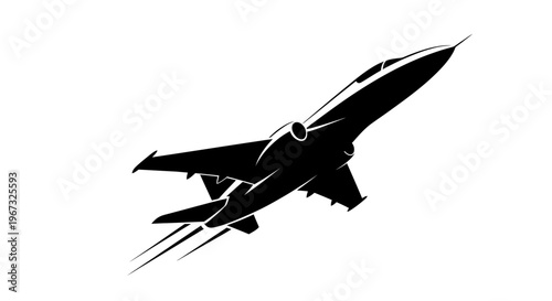 Sleek fighter jet in dynamic flight silhouette.