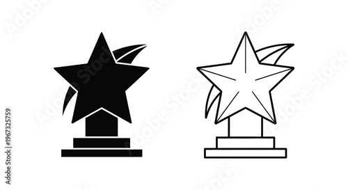 Two star award icons one solid and one outline showcasing a distinct silhouette