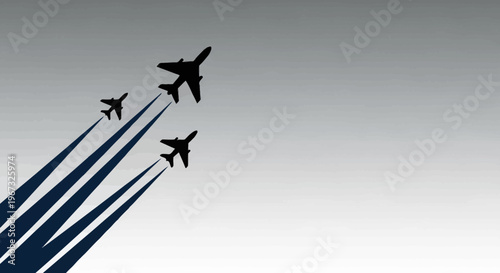 Three jet planes flying in formation with trails.