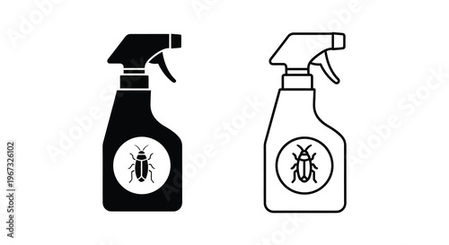 Two spray bottles with insect labels shown in a dark silhouette