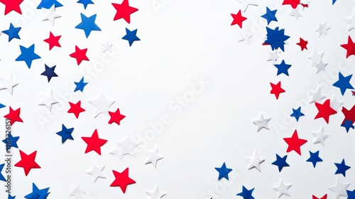 Stars in Red, White, and Blue on a White Background for Celebration Events
