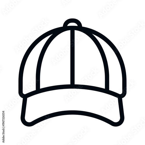 Simple baseball cap line icon. Minimalist vector graphic of a sport hat for fashion or casual headwear design. Perfect for web, logos, and apparel branding.