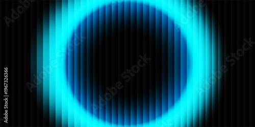 Vibrant circular gradient pattern with ribbed fractal glass texture effect blending teal deep blue colors. Minimalistic and futuristic abstract background perfect for creative digital designs. Vector