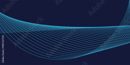 Flowing dots particles wave pattern in blue green colors. Vector curve light line. Abstract background banner design for music, Ai technology, neural network concept