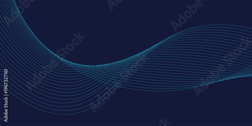 Flowing dots particles wave pattern in blue green colors. Vector curve light line. Abstract background banner design for music, Ai technology, neural network concept