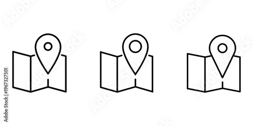Map pin location symbol for navigation and travel icon set modern clean graphic line art vector illustration route finder planning