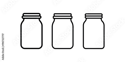 Mason jar icon vector illustration. canning jars symbol. blank glass containers for food preservation or decorative storage
