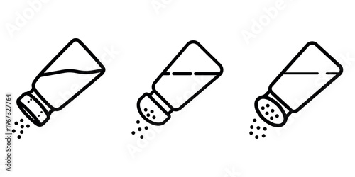 Salt and pepper shakers icons, seasoning, spice, food, kitchen, cooking, herbs, flavor, condiments, sprinkle, shaker