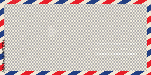 Airmail Postcard Template - Old Vintage Vector Illustration Isolated On Transparent Background