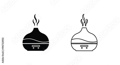 Two essential oil diffusers in black and white a minimalist silhouette