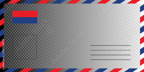 Airmail Postcard Template - Old Vintage Vector Illustration Isolated On Transparent Background
