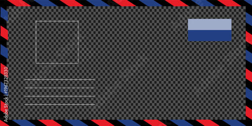 Airmail Postcard Template - Old Vintage Vector Illustration Isolated On Transparent Background