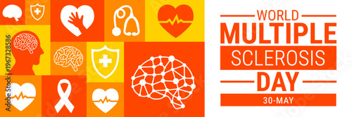 multiple sclerosis day background, banner, card or poster design template is observed every year during May, to raise awareness about the mission. Vector illustration.