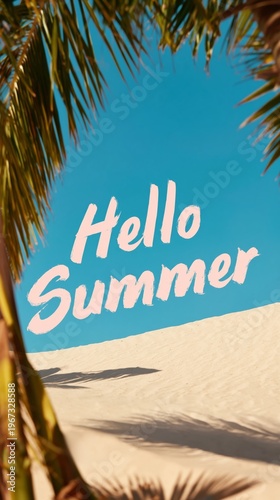 Greeting Summer on the Beach With Clear Skies and Palm Trees Framing the Sand...