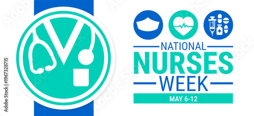 National Nurses Week background, banner, card or poster design template is observed every year during May, to raise awareness about the mission. Vector illustration.