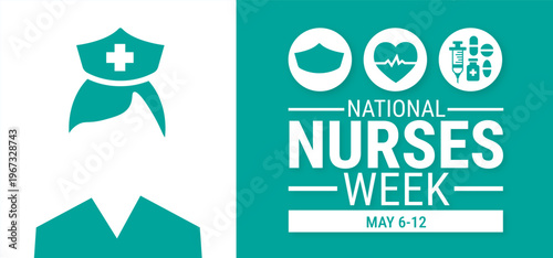 National Nurses Week background, banner, card or poster design template is observed every year during May, to raise awareness about the mission. Vector illustration.