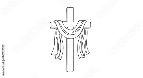 Cross with cloth draped over it.