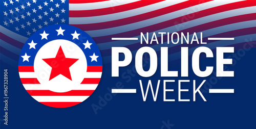 national police week background, banner, card or poster design template is observed every year during May, to raise awareness about the mission. Vector illustration.