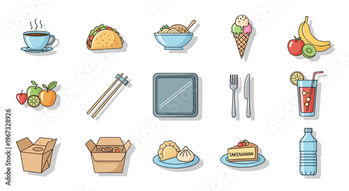 Food and drink icons collection.