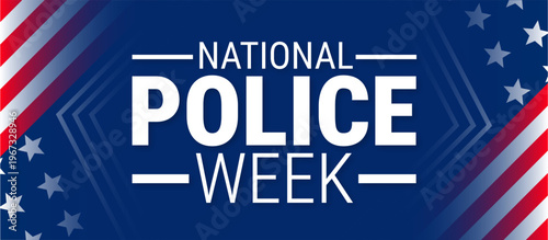 national police week background, banner, card or poster design template is observed every year during May, to raise awareness about the mission. Vector illustration.