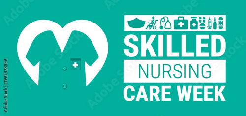 national skilled nursing care week background, banner, card or poster design template is observed every year during May, to raise awareness about the mission. Vector illustration.