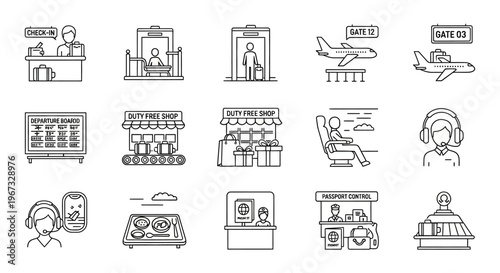 Various Travel and Airport Icons.