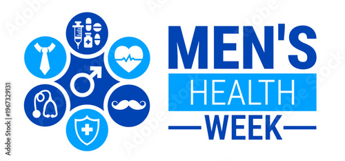 National Men's Health Week background, banner, card or poster design template is observed every year during May, to raise awareness about the mission. Vector illustration.
