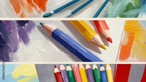 Different Art Supplies Used for Creative Projects on a White Surface