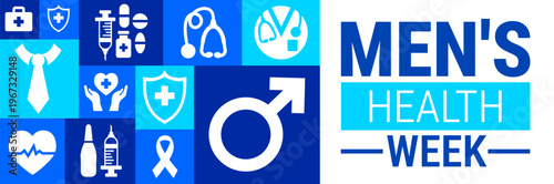 National Men's Health Week Geometric shape pattern background, banner, card or poster design template is observed every year during May, to raise awareness about the mission. Vector illustration.
