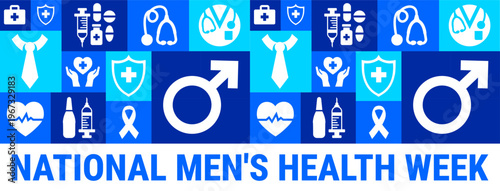 National Men's Health Week Geometric shape pattern background, banner, card or poster design template is observed every year during May, to raise awareness about the mission. Vector illustration.