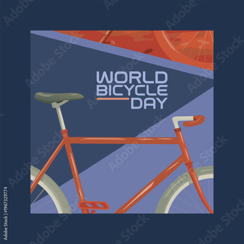 World bicycle day pixel art graphic with orange bike