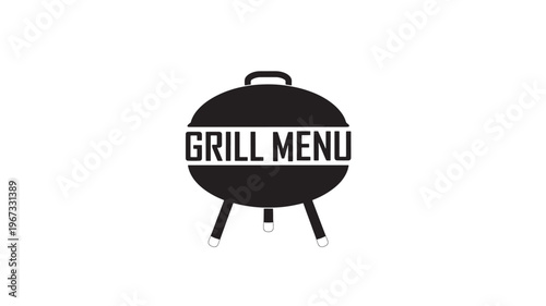 Grill menu icon with black barbecue design, representing outdoor cooking and summer food service options.