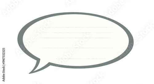 Simple oval speech bubble with horizontal lines inside for writing messages or text on a plain white background for design.