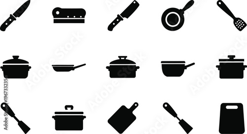 Kitchenware icons A collection of cooking utensils and cookware for culinary enthusiasts