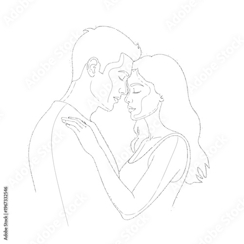 A romantic couple embracing and kissing in a tender moment