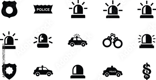 Comprehensive collection of police and emergency service icons for various digital design projects and web applications