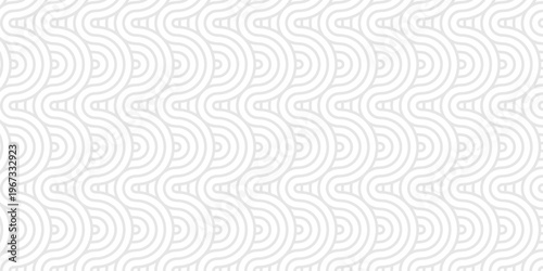 Seamless ornament overlap fabric white pattern circles line fabric curl transparent design. minimal overlapping waves pattern paper waves white geometric retro background.