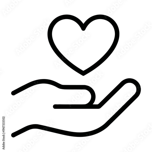 Vector of a hand offering a heart symbol representing care and compassion