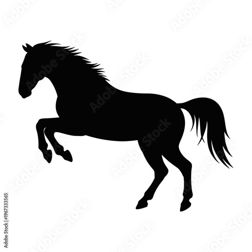 Silhouette vector of a galloping horse showing dynamic motion and energy.