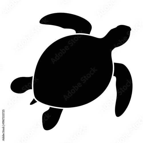 Vector silhouette of a turtle swimming with outstretched limbs