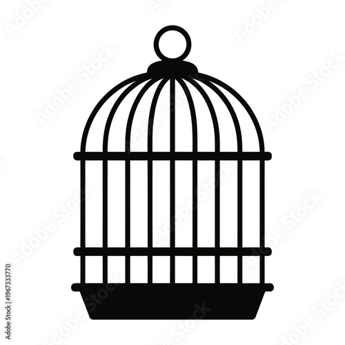 Simple vector of an open birdcage with bars and a rounded top