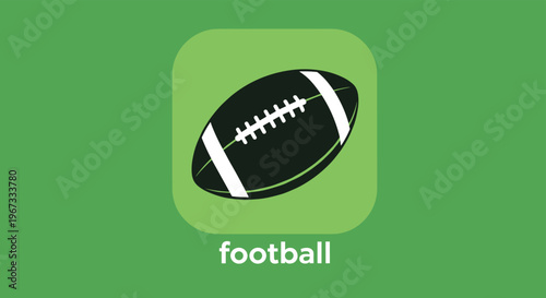 American football icon on a green square background representing a mobile app or sports related graphic for competition.