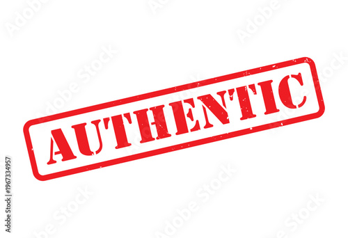 A bold red rectangular stamp displays the word authentic in large uppercase letters creating a striking visual impact silhouette high quality professional detailed