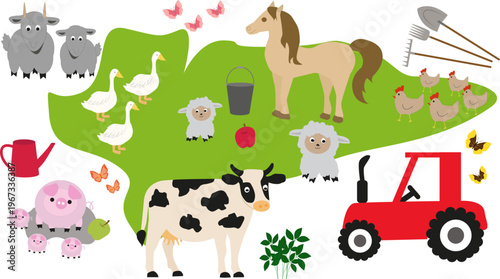 Farm animals set illustration