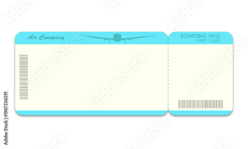 Airline ticket template on a white background.