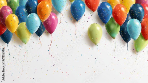 Colorful Balloons and Confetti Create a Festive Scene for Celebrations and Pa...