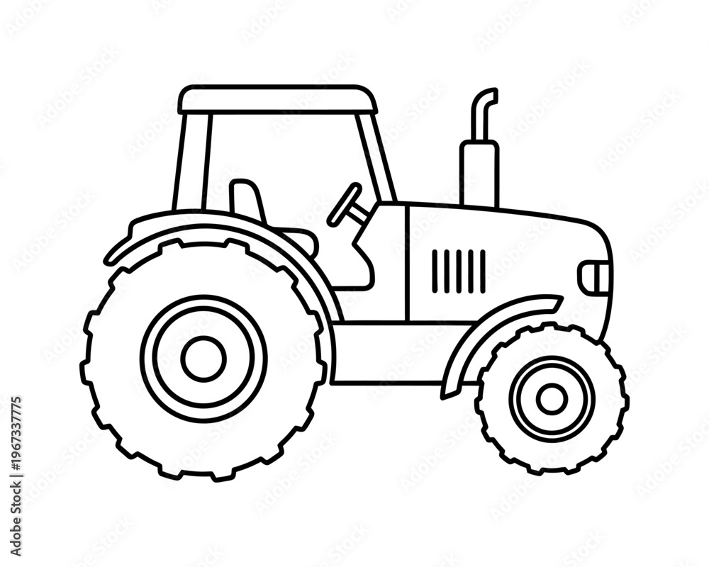 Obraz premium Tractor Line Icon – Agriculture Vehicle, Farm Equipment, Outline Illustration